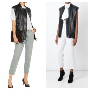 Iro Abrega Leather Biker Vest Black 34 US2 XS